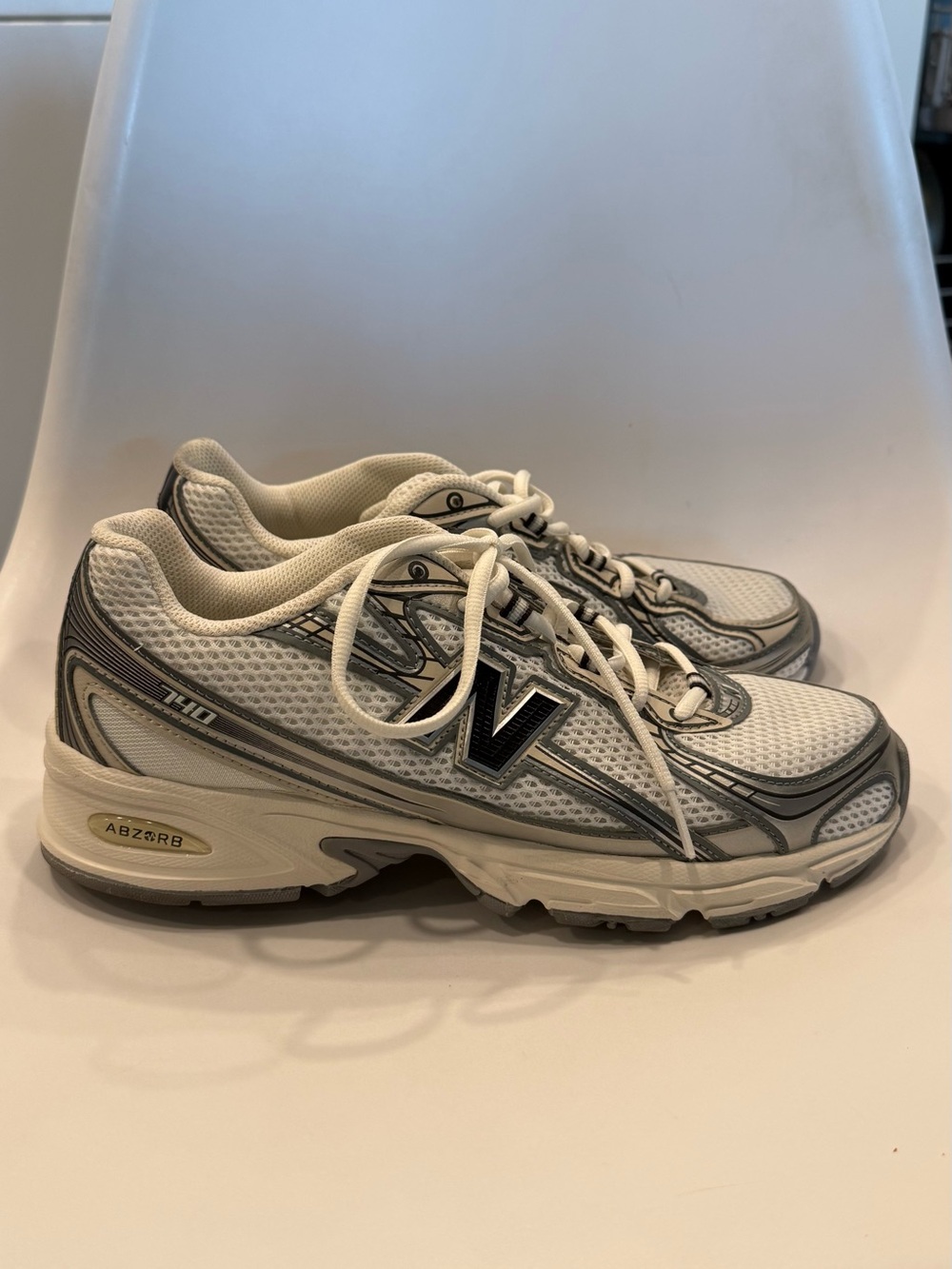 New Balance White & Gray Running Sneakers
